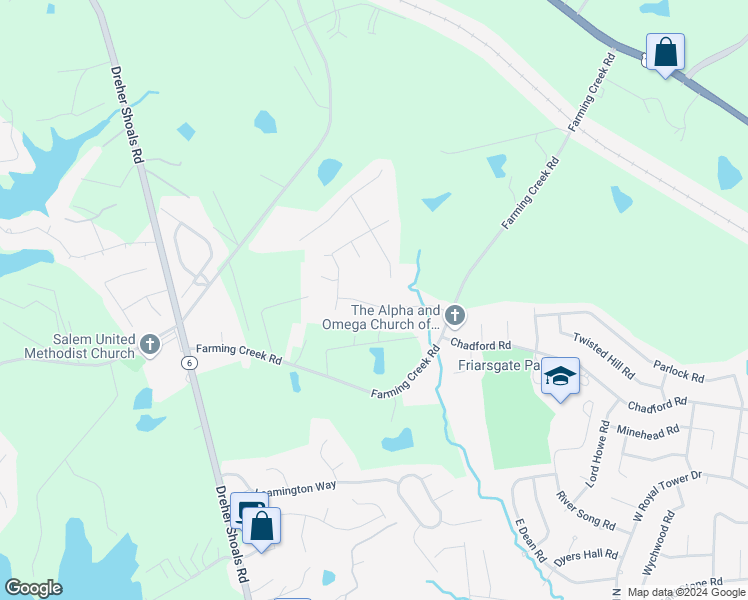 map of restaurants, bars, coffee shops, grocery stores, and more near 146 Rose Oak Drive in Irmo