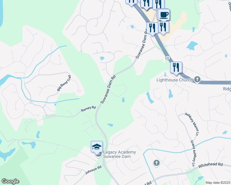 map of restaurants, bars, coffee shops, grocery stores, and more near 5817 Creek Indian Drive in Buford