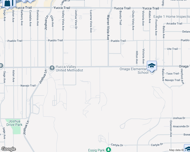 map of restaurants, bars, coffee shops, grocery stores, and more near 7728 Victor Vista Avenue in Yucca Valley