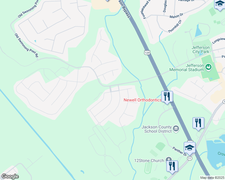 map of restaurants, bars, coffee shops, grocery stores, and more near 101 Merganser Drive in Jefferson