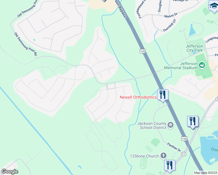 map of restaurants, bars, coffee shops, grocery stores, and more near 101 Merganser Drive in Jefferson