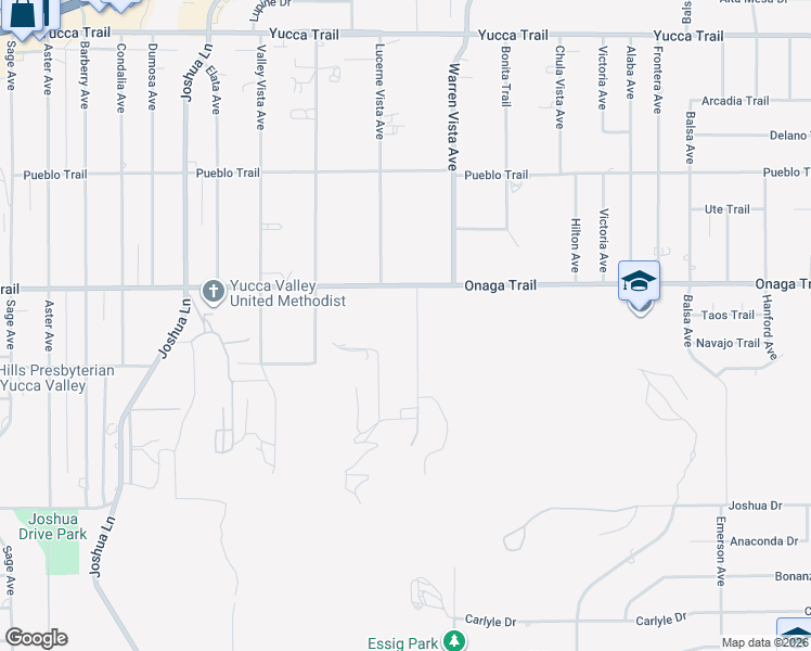 map of restaurants, bars, coffee shops, grocery stores, and more near 7728 Victor Vista Avenue in Yucca Valley