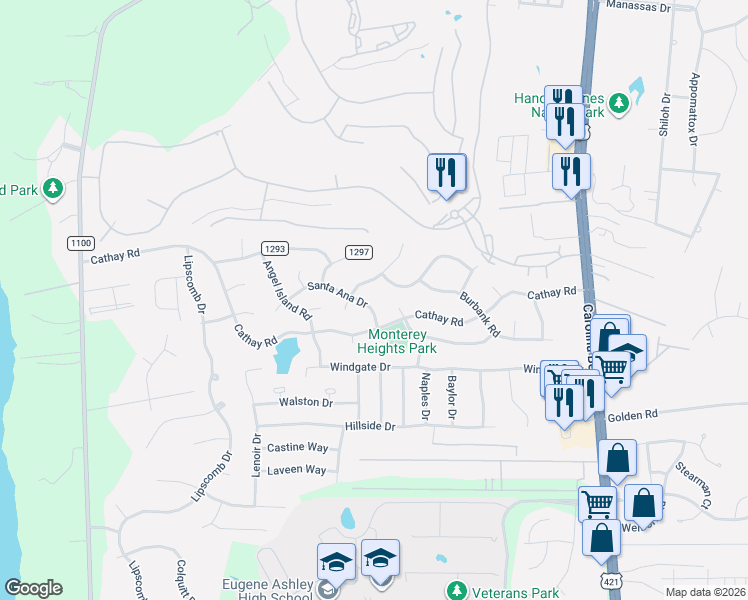 map of restaurants, bars, coffee shops, grocery stores, and more near 411 Redwood Road in Wilmington