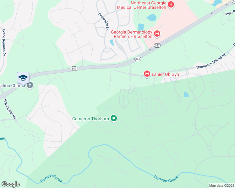 map of restaurants, bars, coffee shops, grocery stores, and more near 2585 Cork Street in Braselton