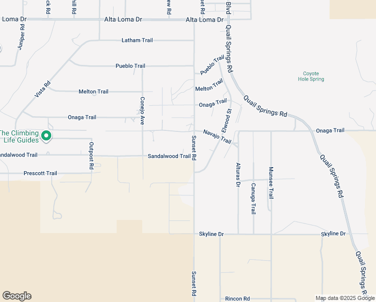 map of restaurants, bars, coffee shops, grocery stores, and more near 7800 Sunset Road in Joshua Tree
