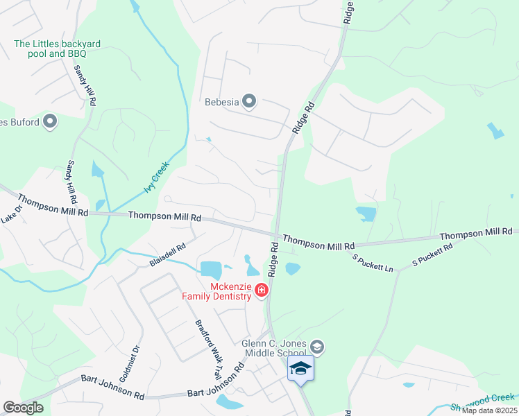 map of restaurants, bars, coffee shops, grocery stores, and more near 3564 Nathan Farm Lane in Buford