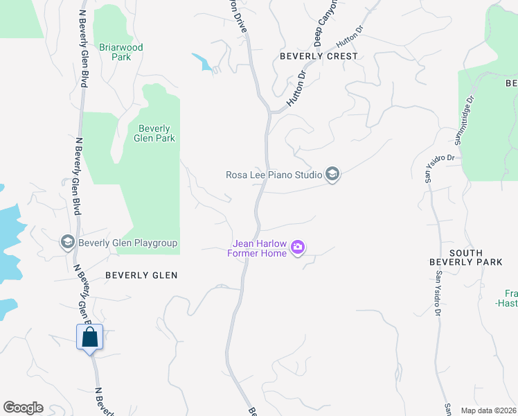 map of restaurants, bars, coffee shops, grocery stores, and more near 2250 Benedict Canyon Drive in Beverly Hills