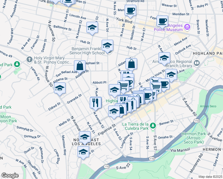 map of restaurants, bars, coffee shops, grocery stores, and more near 5408 Abbott Place in Los Angeles