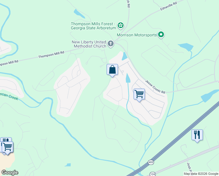 map of restaurants, bars, coffee shops, grocery stores, and more near 289 Bakers Farm Circle in Braselton