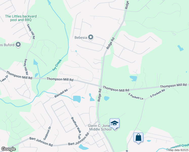 map of restaurants, bars, coffee shops, grocery stores, and more near 3564 Nathan Farm Lane in Buford