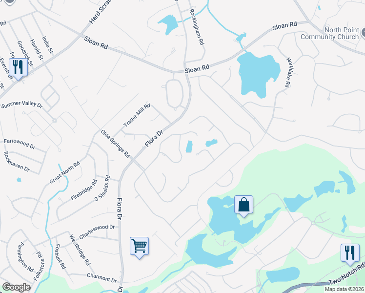 map of restaurants, bars, coffee shops, grocery stores, and more near 104 Kerryton Road in Columbia