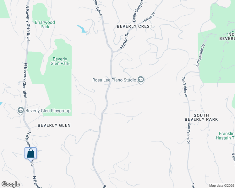 map of restaurants, bars, coffee shops, grocery stores, and more near 9850 Yoakum Drive in Beverly Hills