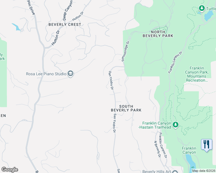 map of restaurants, bars, coffee shops, grocery stores, and more near 2219 San Ysidro Drive in Beverly Hills