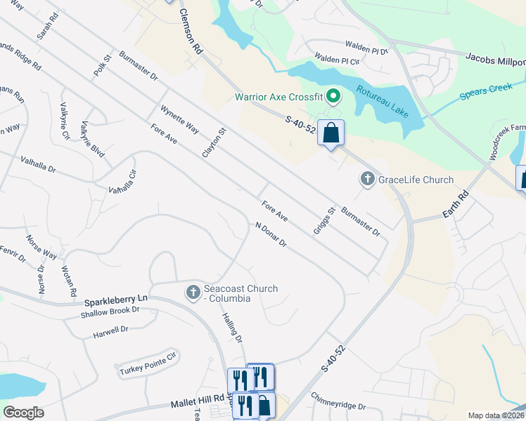 map of restaurants, bars, coffee shops, grocery stores, and more near 609 Fore Avenue in Columbia