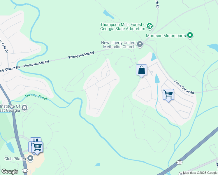 map of restaurants, bars, coffee shops, grocery stores, and more near 40 Yaupon Trail in Braselton