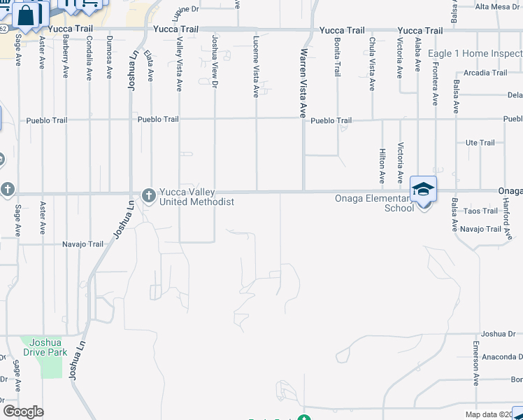 map of restaurants, bars, coffee shops, grocery stores, and more near 7744 Victor Vista Avenue in Yucca Valley