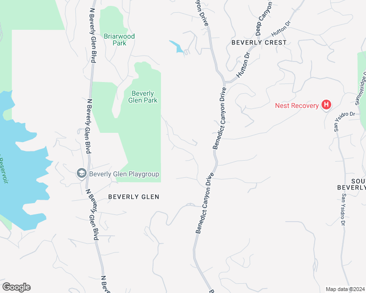 map of restaurants, bars, coffee shops, grocery stores, and more near 10023 Westwanda Drive in Beverly Hills