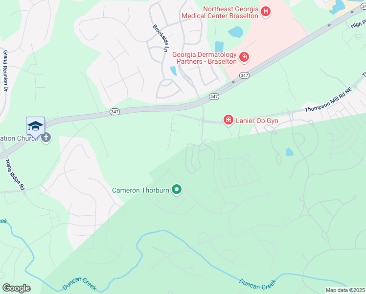 map of restaurants, bars, coffee shops, grocery stores, and more near 2565 Cork Street in Braselton