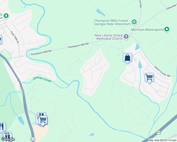 map of restaurants, bars, coffee shops, grocery stores, and more near 415 Broadmoor Drive in Braselton