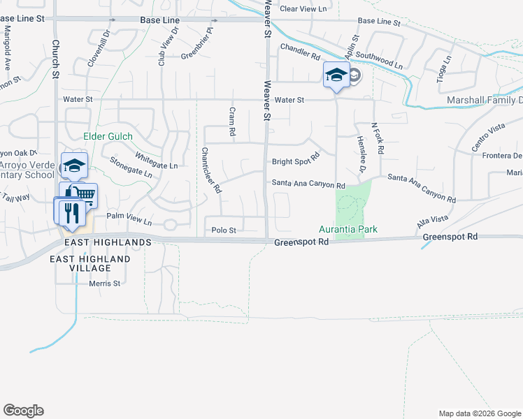 map of restaurants, bars, coffee shops, grocery stores, and more near 7787 Gold Buckle Court in Highland