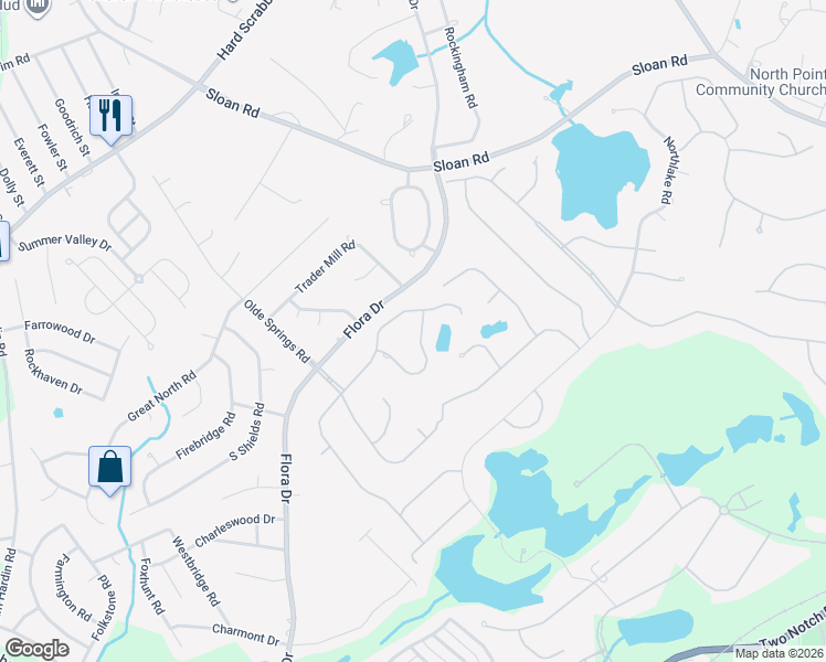map of restaurants, bars, coffee shops, grocery stores, and more near 104 Kerryton Road in Columbia