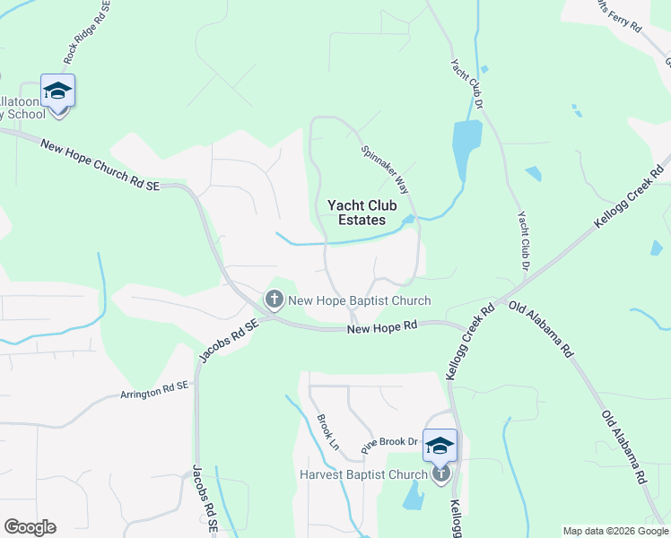 map of restaurants, bars, coffee shops, grocery stores, and more near 3366 Spinnaker Way in Acworth