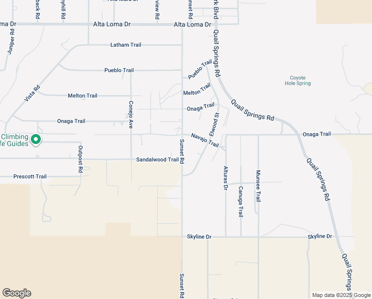 map of restaurants, bars, coffee shops, grocery stores, and more near 7795 Sunset Road in Joshua Tree