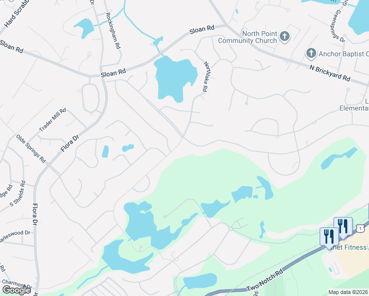 map of restaurants, bars, coffee shops, grocery stores, and more near 2010 Bermuda Hills Road in Columbia