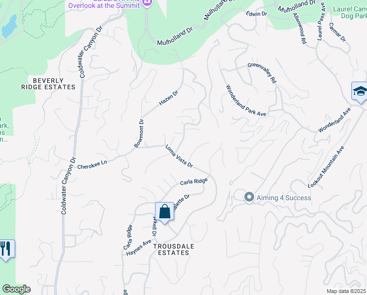 map of restaurants, bars, coffee shops, grocery stores, and more near 430 Evelyn Place in Beverly Hills