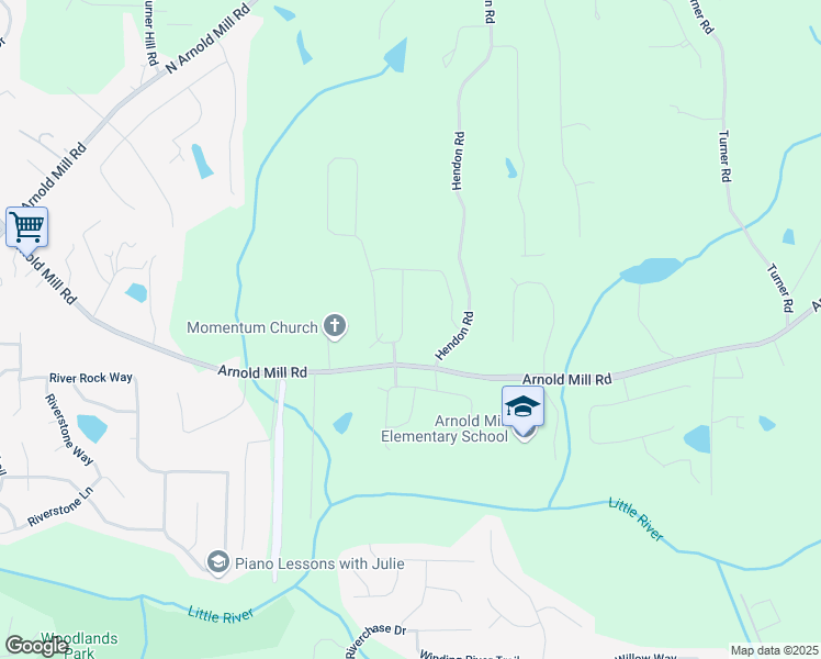 map of restaurants, bars, coffee shops, grocery stores, and more near 741 Keystone Drive in Woodstock