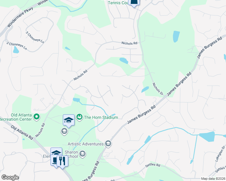 map of restaurants, bars, coffee shops, grocery stores, and more near 1035 Coleridge Way in Suwanee