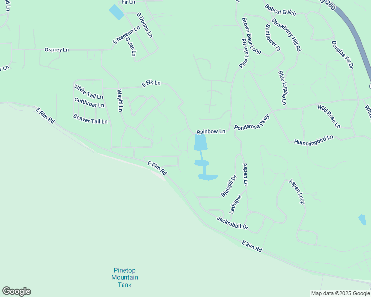 map of restaurants, bars, coffee shops, grocery stores, and more near 3140 Rainbow Lane in Pinetop-Lakeside