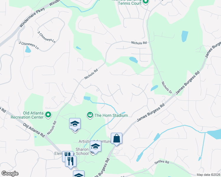 map of restaurants, bars, coffee shops, grocery stores, and more near 920 Whitehaven Road in Suwanee