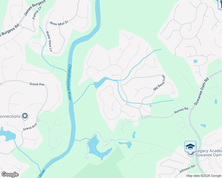 map of restaurants, bars, coffee shops, grocery stores, and more near 6002 Grand Loop Road in Sugar Hill