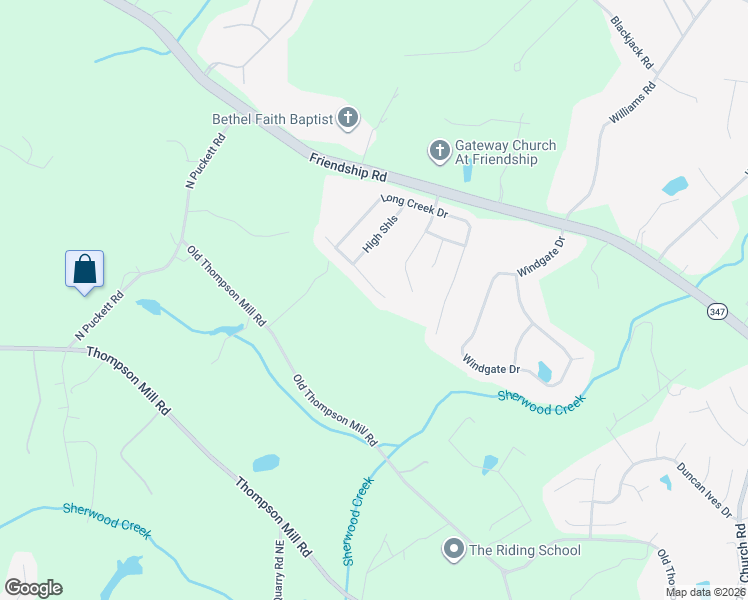 map of restaurants, bars, coffee shops, grocery stores, and more near 3584 Creek Hollow in Buford