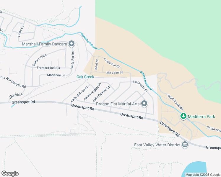 map of restaurants, bars, coffee shops, grocery stores, and more near 7803 Calle Carrisa Street in Highland