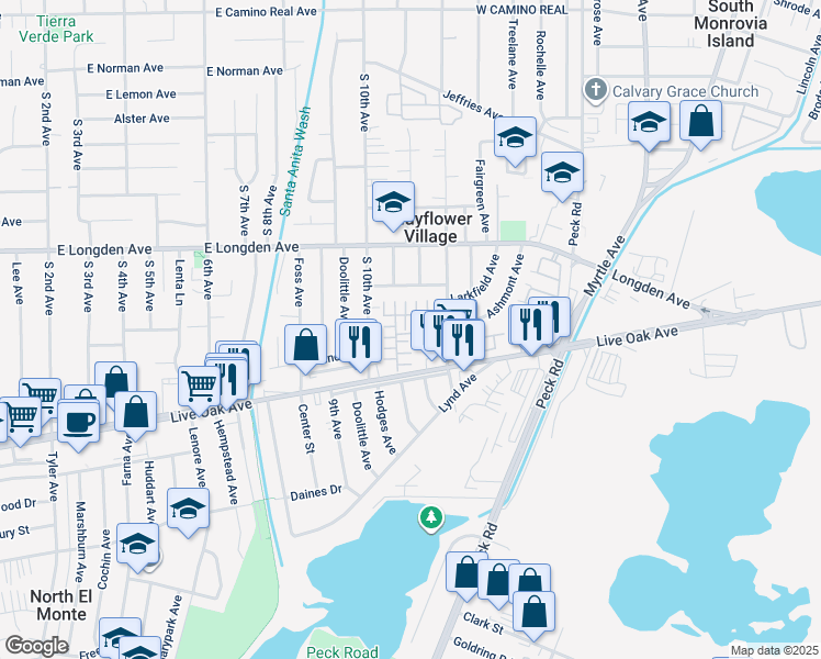 map of restaurants, bars, coffee shops, grocery stores, and more near in Arcadia