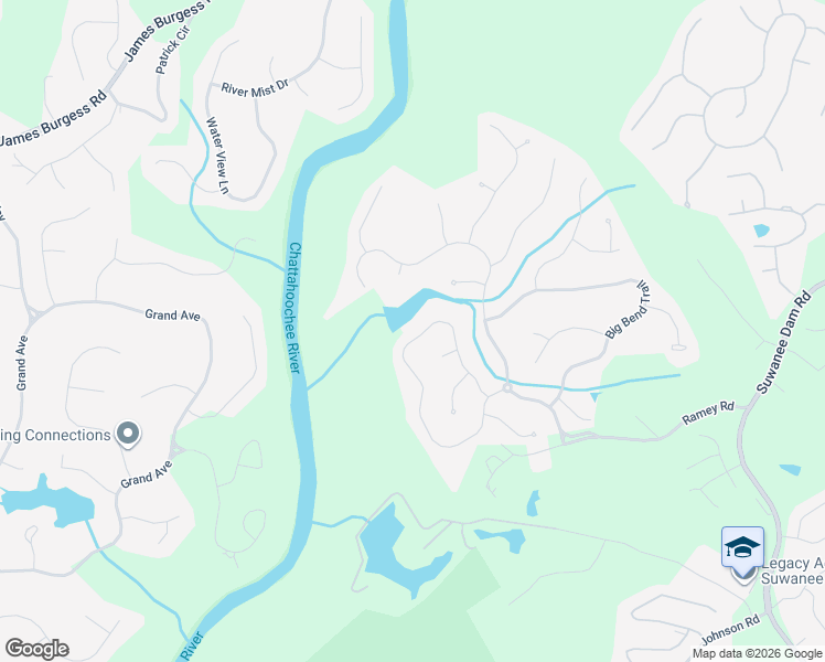 map of restaurants, bars, coffee shops, grocery stores, and more near 6099 Grand Loop Road in Sugar Hill