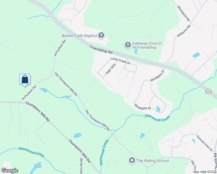map of restaurants, bars, coffee shops, grocery stores, and more near 3584 Creek Hollow in Buford
