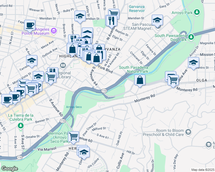 map of restaurants, bars, coffee shops, grocery stores, and more near 238 Thorne Street in Los Angeles