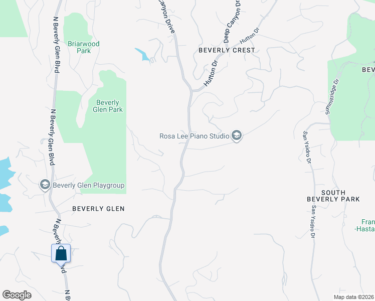 map of restaurants, bars, coffee shops, grocery stores, and more near 2270 Benedict Canyon Drive in Beverly Hills