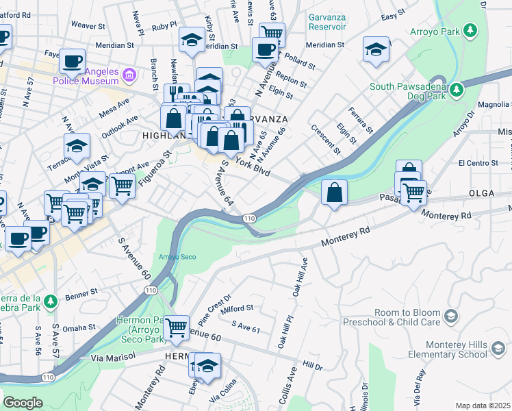 map of restaurants, bars, coffee shops, grocery stores, and more near 238 Thorne Street in Los Angeles