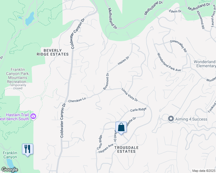 map of restaurants, bars, coffee shops, grocery stores, and more near 2210 Bowmont Drive in Beverly Hills