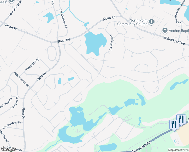 map of restaurants, bars, coffee shops, grocery stores, and more near 2010 Bermuda Hills Road in Columbia