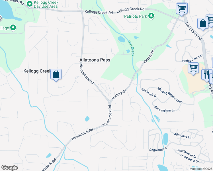map of restaurants, bars, coffee shops, grocery stores, and more near in Acworth