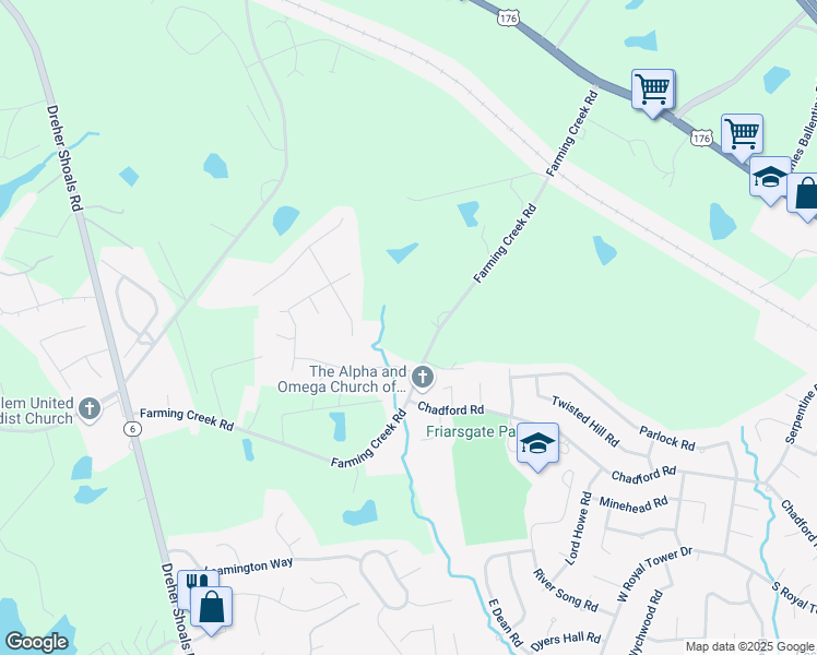 map of restaurants, bars, coffee shops, grocery stores, and more near 1200 Farming Creek Rd in Irmo