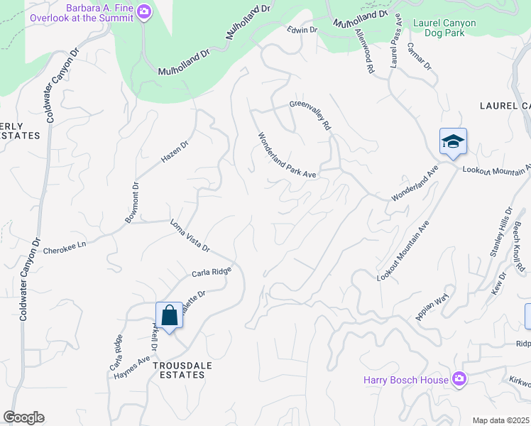 map of restaurants, bars, coffee shops, grocery stores, and more near 1966 Carla Ridge in Beverly Hills