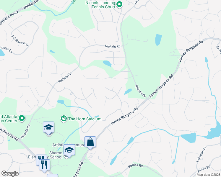 map of restaurants, bars, coffee shops, grocery stores, and more near 1815 Turnberry Avenue in Suwanee