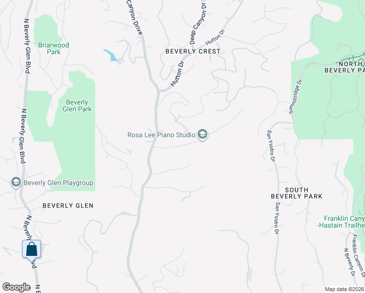 map of restaurants, bars, coffee shops, grocery stores, and more near 9820 Yoakum Drive in Beverly Hills