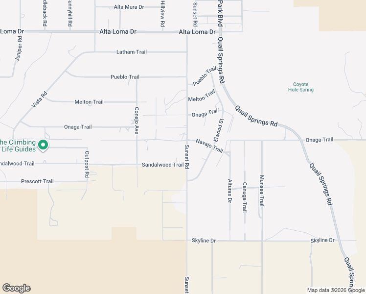 map of restaurants, bars, coffee shops, grocery stores, and more near 7716 Sunset Road in Joshua Tree
